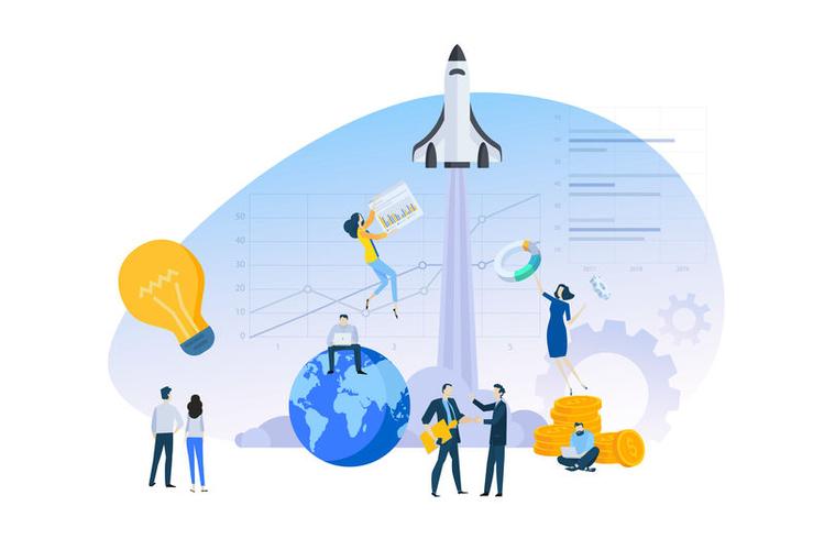 啟動產(chǎn)品或服務(wù)-用于網(wǎng)站橫幅,營銷材料,業(yè)務(wù)演示,在線廣告的矢鐐圖